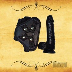 Strap On Dildo Harness with Big Black Dildo Vibrator SO-027